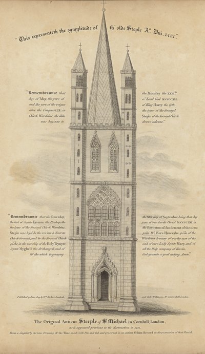 El antiguo campanario de San Miguel en Cornhill de English School
