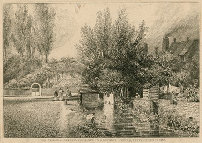 La entrada original al jardín de Bagnigge Wells, establecida en 1680 de English School