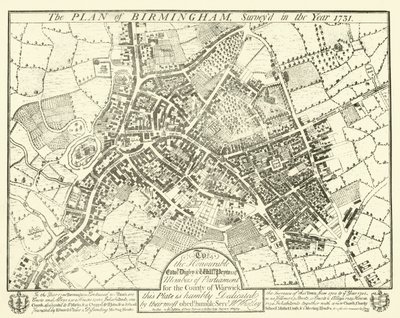 El plan de Birmingham, levantado en el año 1731 de English School