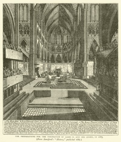 Los Preparativos para la Coronación de Jacobo II y Su Reina, en 1685, desde la "Historia" de Sandford, Publicada en 1687 de English School