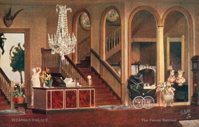 La escalera privada, Palacio de Titania (litografía en color) de English School