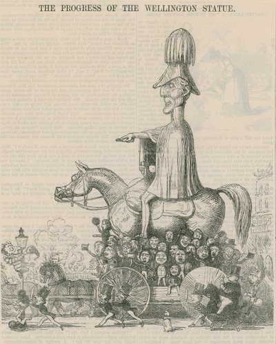El progreso de la estatua de Wellington, caricatura de English School