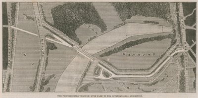 Propuesta de carretera a través de Hyde Park hacia la Exposición Internacional de English School