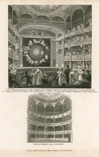 El proscenio de la Casa de Ópera Inglesa en el Strand (antiguo Lyceum) de English School