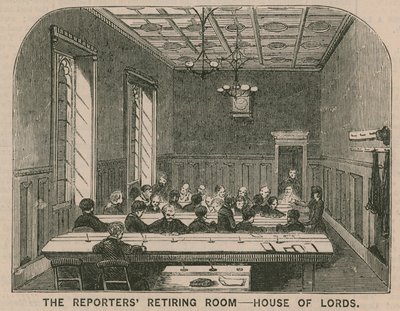 La sala de retiro de los reporteros en la Cámara de los Lores de English School
