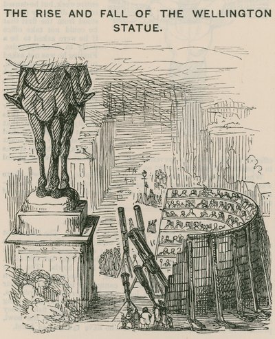El ascenso y la caída de la estatua de Wellington; caricatura de English School