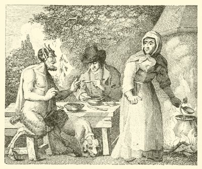 El sátiro y el viajero (grabado) de English School