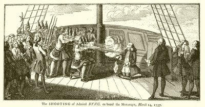 El fusilamiento del almirante Byng a bordo del Monarque, 14 de marzo de 1757 de English School