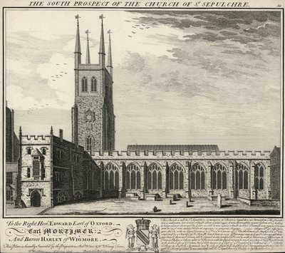 La perspectiva sur de la Iglesia de St Sepulchre de English School