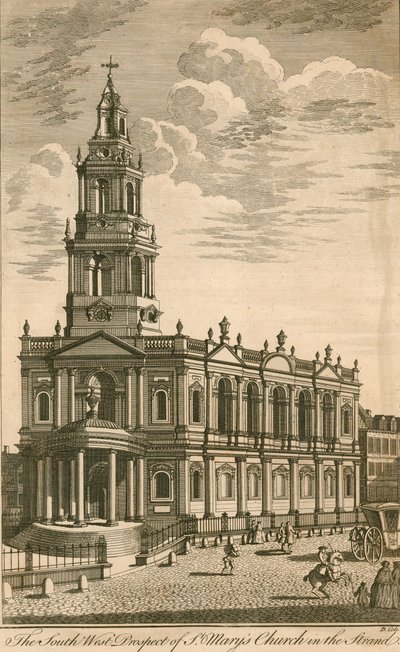 La perspectiva suroeste de la iglesia de St Mary en el Strand de English School