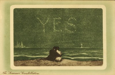 Las constelaciones de verano: amantes en una playa de noche mirando las estrellas de English School