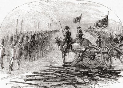 La rendición del General Burgoyne tras la Segunda Batalla de Saratoga de English School