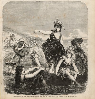 Las sirenas del mar, un boceto de las bonitas bañistas en la costa francesa de Trouville de English School