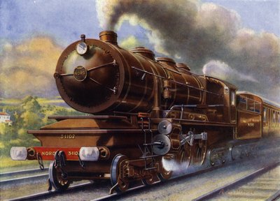 El tren que va de Boulogne a París (litografía) de English School