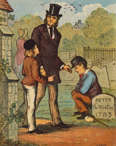 El vagabundo reconocido (litografía en color) de English School