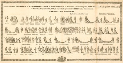 La vista de la procesión en la Abadía de Westminster en la Coronación del Rey Guillermo IV y la Reina Adelaida de English School