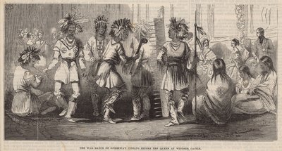 La danza de guerra de los indios Ojibbeway ante la Reina en el Castillo de Windsor de English School