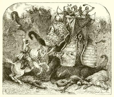 El elefante de guerra de los antiguos de English School
