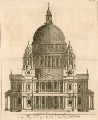 La perspectiva oeste de la Catedral de San Pablo, Londres de English School