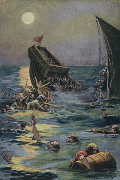 El naufragio de la Nave Blanca que transportaba al único hijo del rey Enrique I de Inglaterra, frente a la costa de Normandía de English School