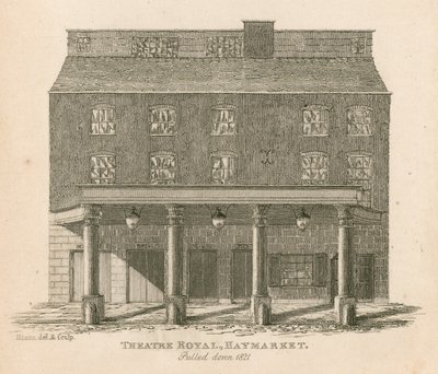 Teatro Real, Haymarket, Londres, demolido en 1821 de English School
