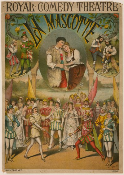 Cartel de teatro, La Mascotte en el Royal Comedy Theatre, Londres de English School