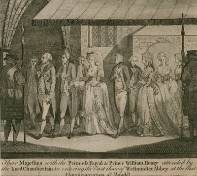 Sus Majestades con la Princesa Real y el Príncipe William Henry de English School