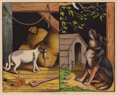 This Is The Cat; This Is The Dog (litografía en color) de English School