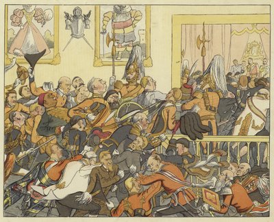 Esta discordia disonante de la nobleza, este empujón de unos a otros en la Corte (Enrique VI, Parte I, Acto IV, Escena 1) de English School