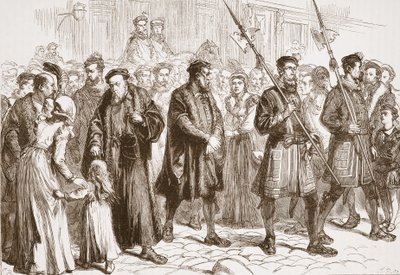 Thomas Bilney camino de la hoguera, ilustración de 