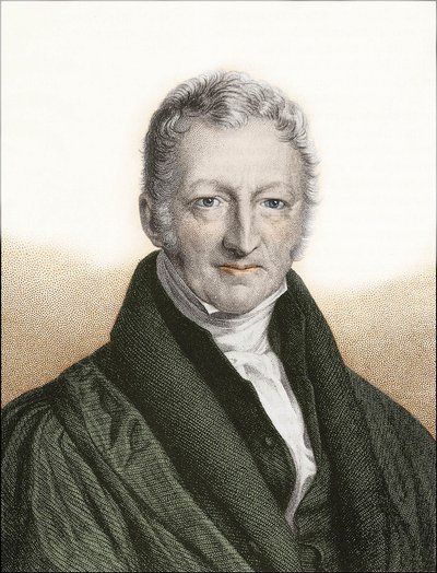 Thomas Robert Malthus (grabado coloreado) de English School