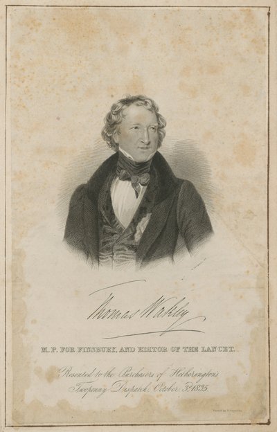 Thomas Wakley, MP por Finsbury y editor fundador de The Lancet de English School