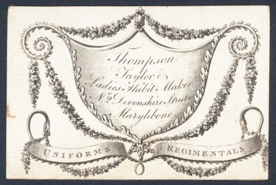 Thompson, sastre y fabricante de hábitos para damas, tarjeta comercial de English School