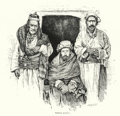 Tres Gopas (grabado) de English School