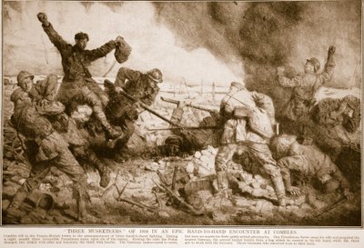 Tres mosqueteros de 1916 en un épico combate cuerpo a cuerpo en Combles, 1914-19 de English School
