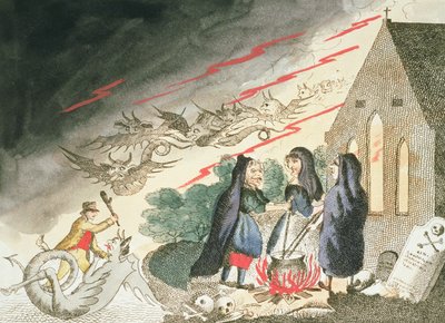 Tres Brujas en un Cementerio, c.1790s de English School