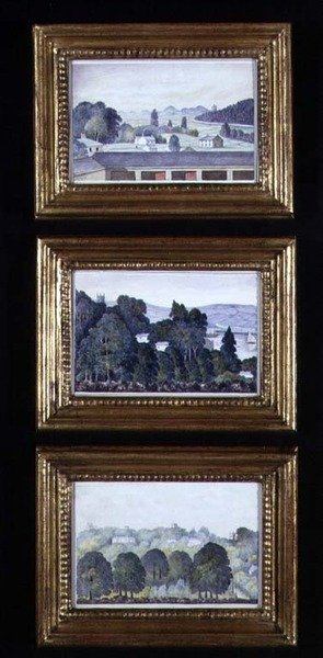 Tres paisajes boscosos, c.1840 de English School