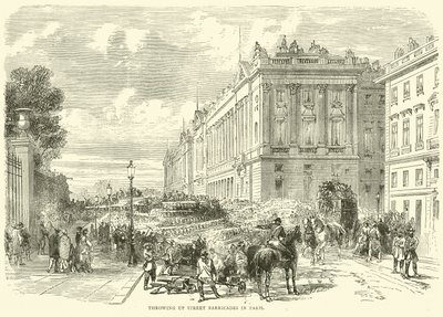 Levantando barricadas en las calles de París, octubre 1870 de English School