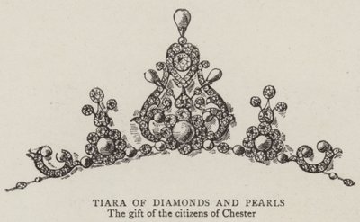 Tiara de diamantes y perlas de English School