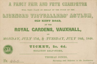 Entrada para una Feria de Fantasía y Fiesta Campestre en los Jardines Reales, Vauxhall, Londres de English School