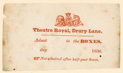 Entrada para el Teatro Drury Lane, Londres de English School