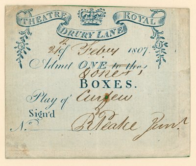 Entrada para el Teatro Drury Lane, Londres de English School