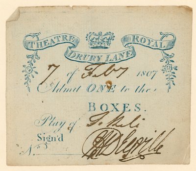 Entrada para el Teatro Drury Lane, Londres de English School