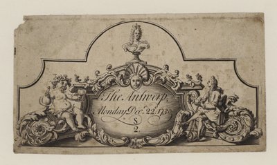 Boleto para The Antwerp, 22 de diciembre de 1730 de English School