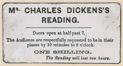 Entrada para una lectura de Charles Dickens de English School