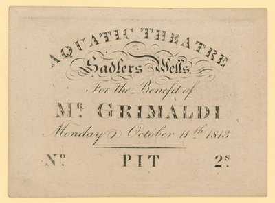 Entrada para el Teatro Acuático, para el beneficio del Sr. Grimaldi, 11 de octubre de 1813 de English School