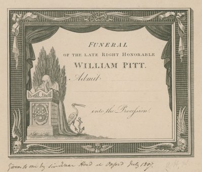 Entrada al funeral del difunto William Pitt de English School