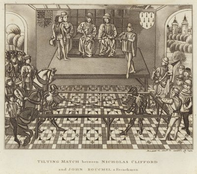 Combate de justas entre Nicholas Clifford y John Boucmel, un francés de English School