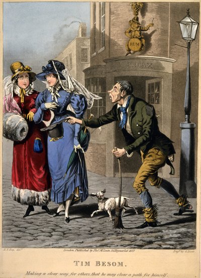 Tim Besom - abriendo un camino claro para otros para que pueda abrir un camino para sí mismo. Grabado por G Hunt, Pub. Thos. McLean, Londres, 1827 de English School