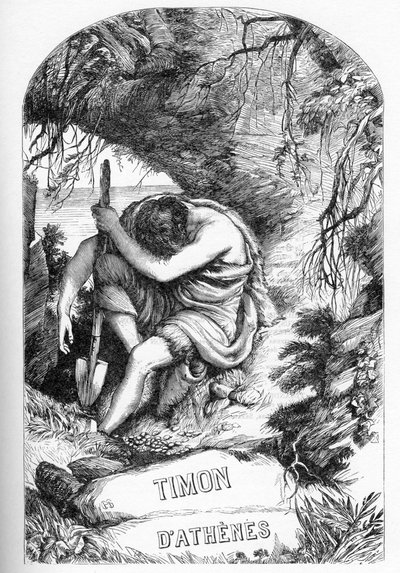 Timon de Atenas - Ilustración en “Obras completas de William Shakespeare” 1866 - Las ilustraciones y la forma general de esta edición son tomadas de Cassell